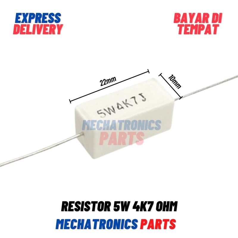 Resistor 5W 4K7 Kapur 4.7K Ohm 4K7Ω