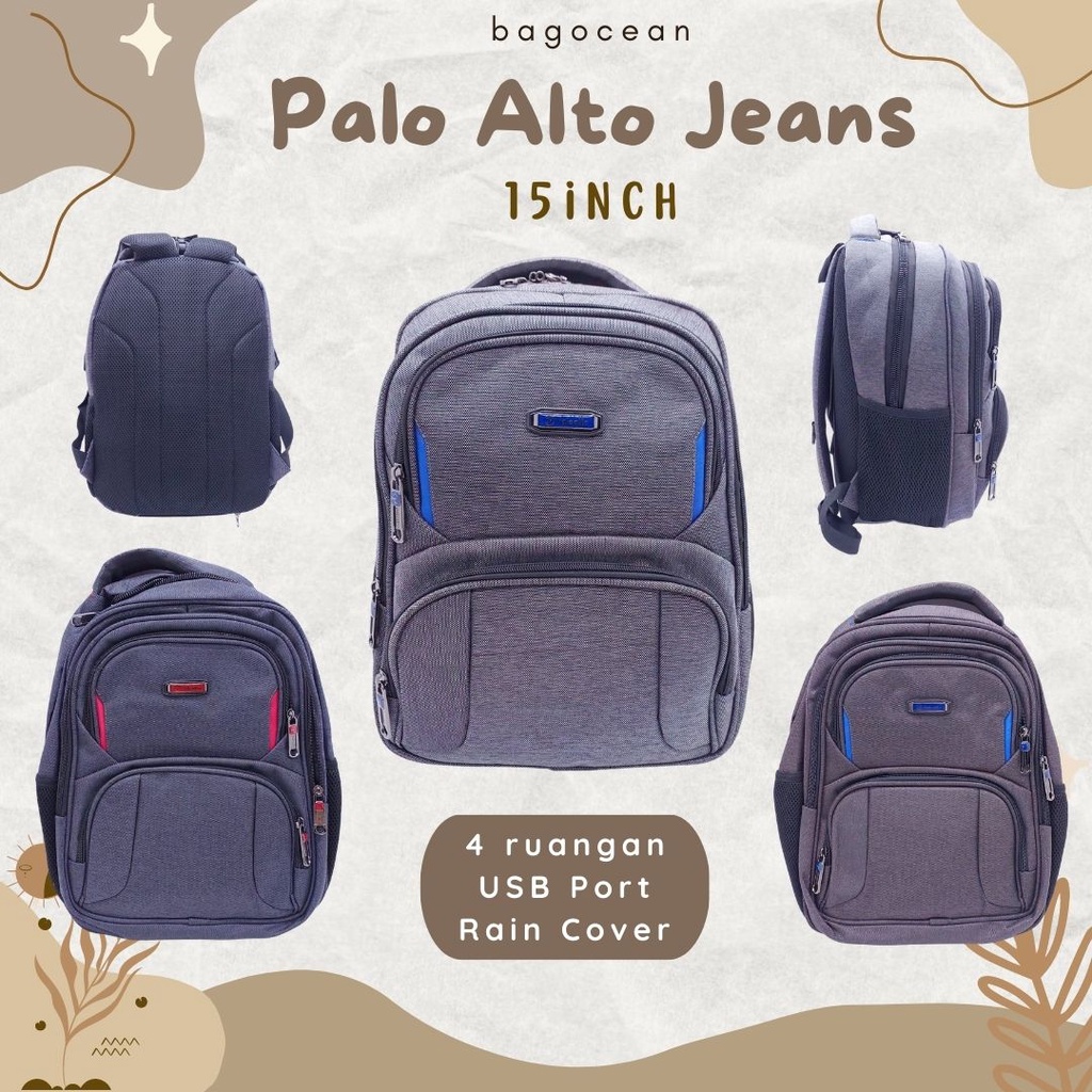 Tas Palo Alto Motif Garis 15&quot; COMPACT/ Ransel Laptop Alto BARU / Tas Laptop Polo Alto MURAH ORIGINAL / Tas punggung sekolah SD SMP SMA KULIAH KERJA / TAS SLOT PENSIL GRATIS JAS HUJAN / TAS TEBAL KUAT ORIGINAL ASLI