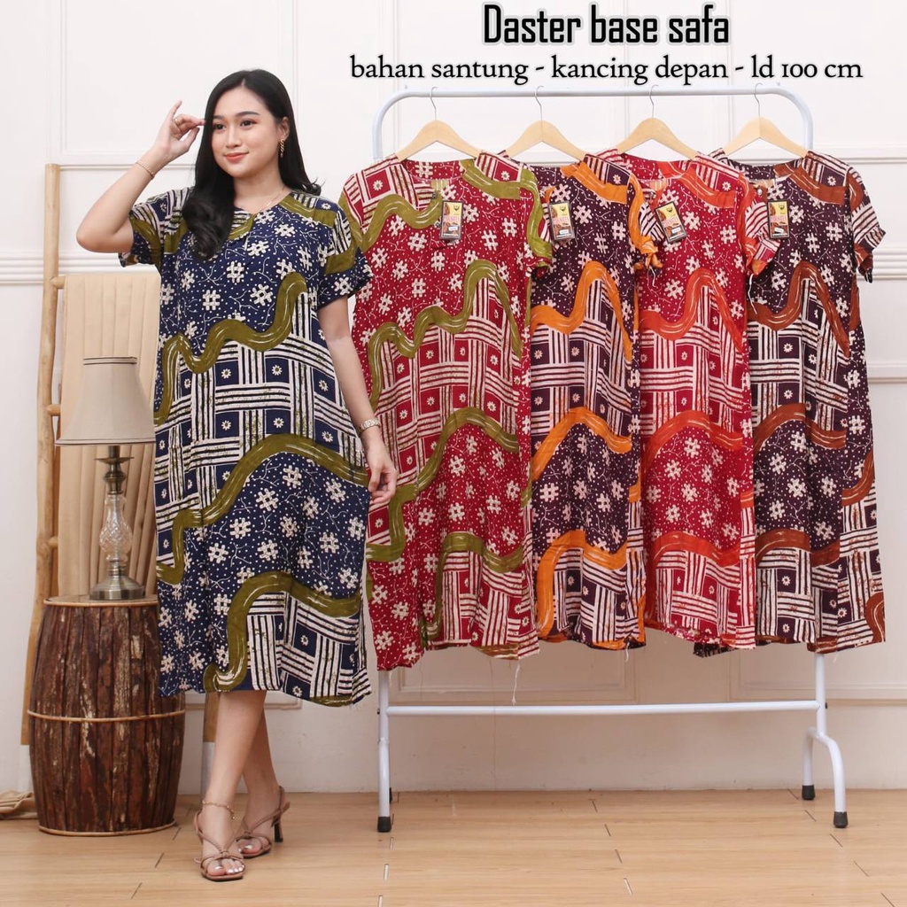 Daster Ibu Batik Print - Lengan Pendek - Motif Abstrak - Leher Kancing - Bumil - Busui (DPT001-65) Murah