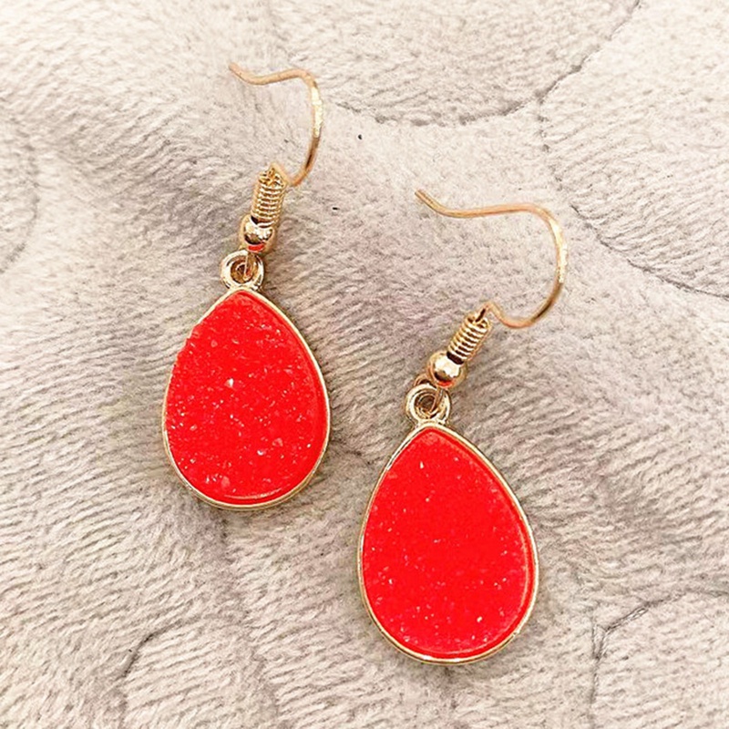 Chic Simulasi Druzy Earrings Tear Drop Menjuntai Anting