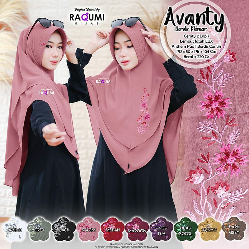 Jilbab Instan Raqumi Avanty Bordir Khimar Hijab Terbaru