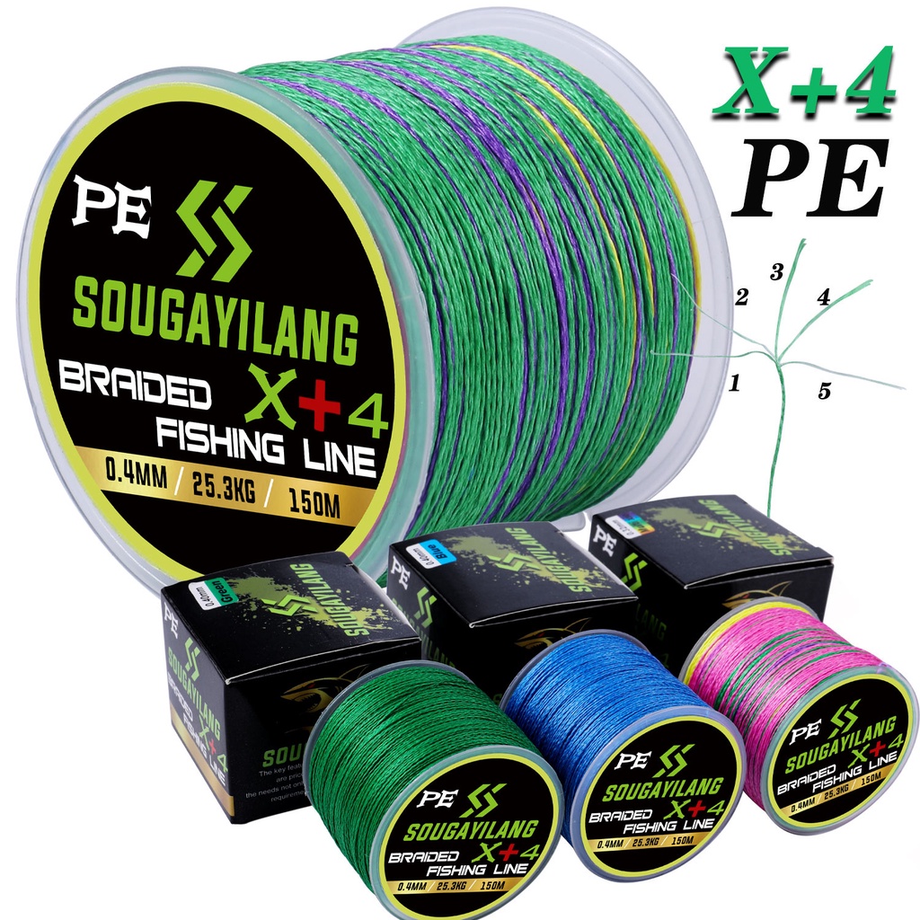 PE 4 Strands Braid Fishing Line 150M 3 Warna Kekuatan Super Kuat Dikepang 0.6-6.0 # Pancing