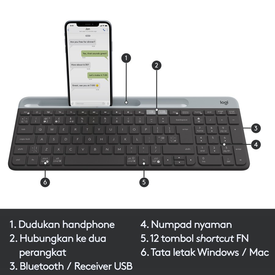 Logitech K 580 Slim  MultiDevice Keyboard