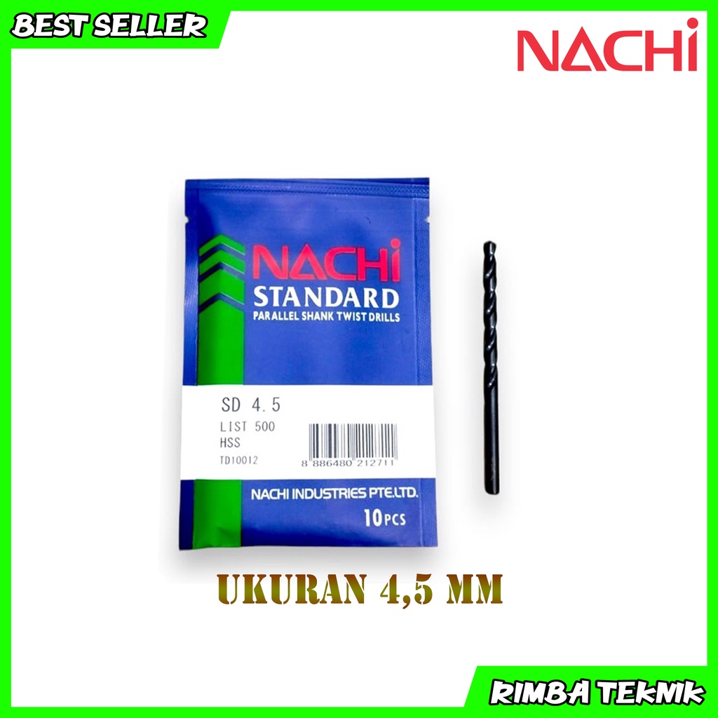 Mata Bor Besi HSS Nachi Asli Ukuran 4.5mm Original