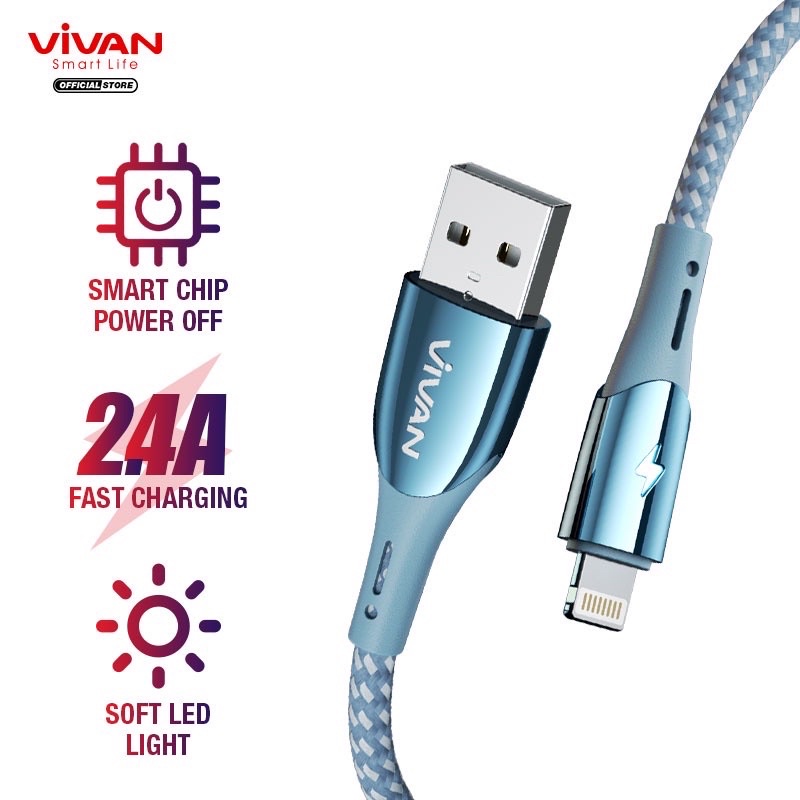 VIVAN Auto Smart power off cable charger UNTUK FOR Iphone lightning apple kabel VZL100