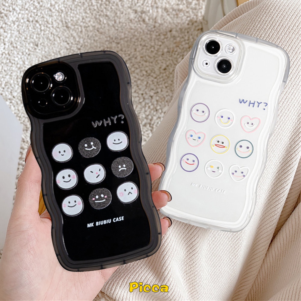 Couple Case Realme C33 C15 C21Y C30 C25 C25Y C35 C17 C12 C11 C25s C20 C20A Realme9 9Pro+59i 8i 8 7 8Pro C3 7i 5i 6i Kartun Ekspresi Lucu Cute Smiley Wavy Edge Soft TPU Case