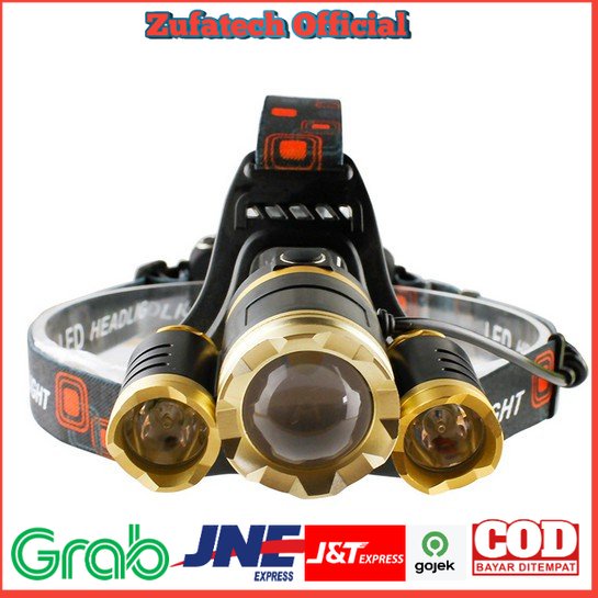 senter Camping/Senter Headlamp Cree XM-L 3T6 10000 Lumens - Golden