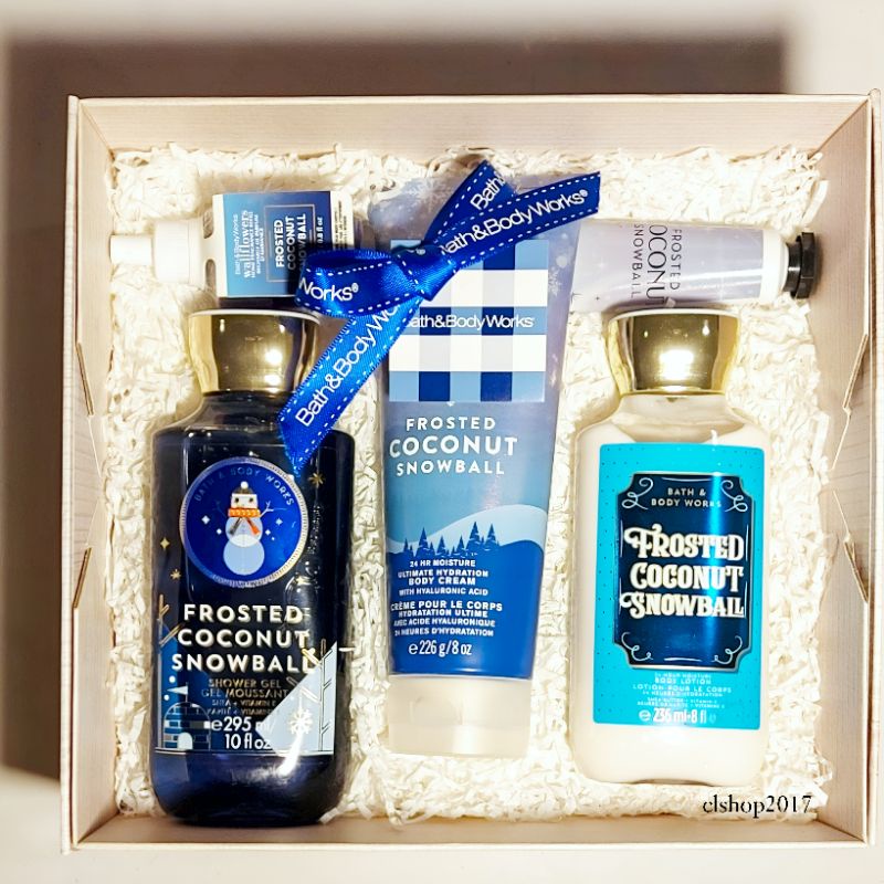 BBW FROSTED COCONUT SNOWBALL FULL SIZE GIFT SET PAKET BATH &amp; BODY WORKS