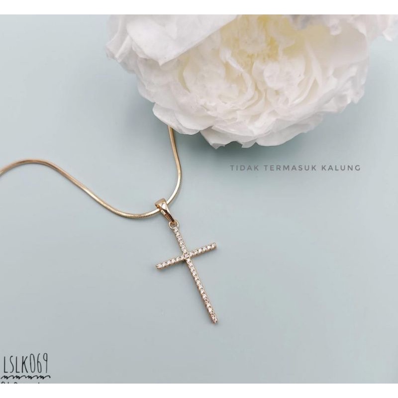 Mainan Kalung Salib Chrome Emas 24k
