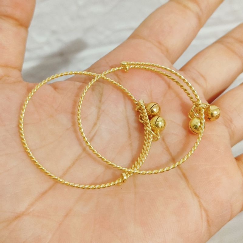 GELANG SELOT TAMBANG ANAK PERAK 925 LAPIS MAS 24K