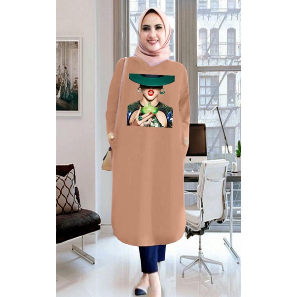 Tunik wanita DTF CEWEK GELAS/ tunik murah / tunik kekinian / tunik panjang / tunik import / tunik jumbo