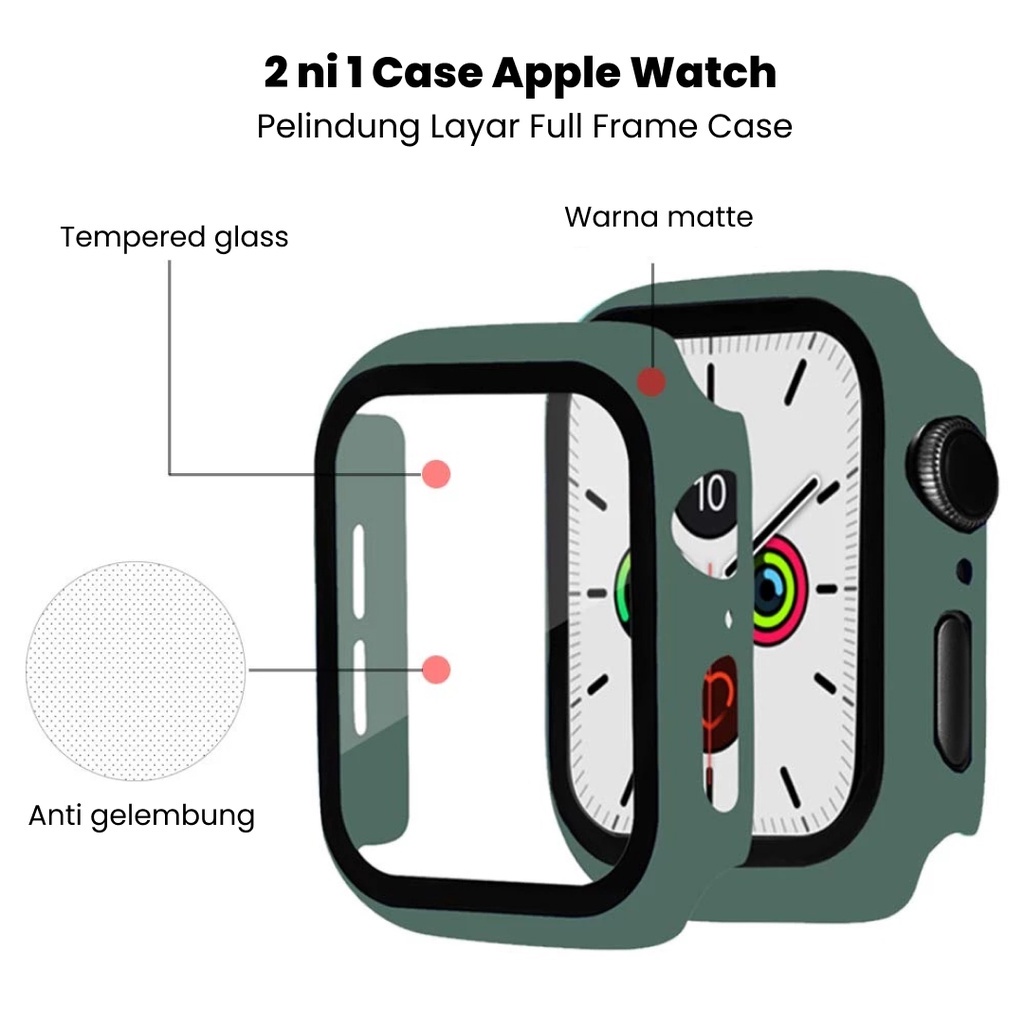 2 in 1 APPLE WATCH Case Bumper Tempered Glass Screen Protector iWatch Full Frame