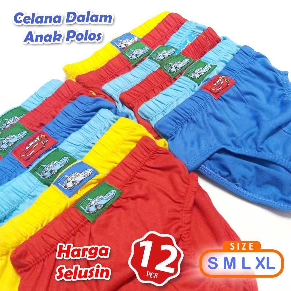 12 Pcs Celana Dalam Anak Laki Laki | CD Label | Size S M L XL
