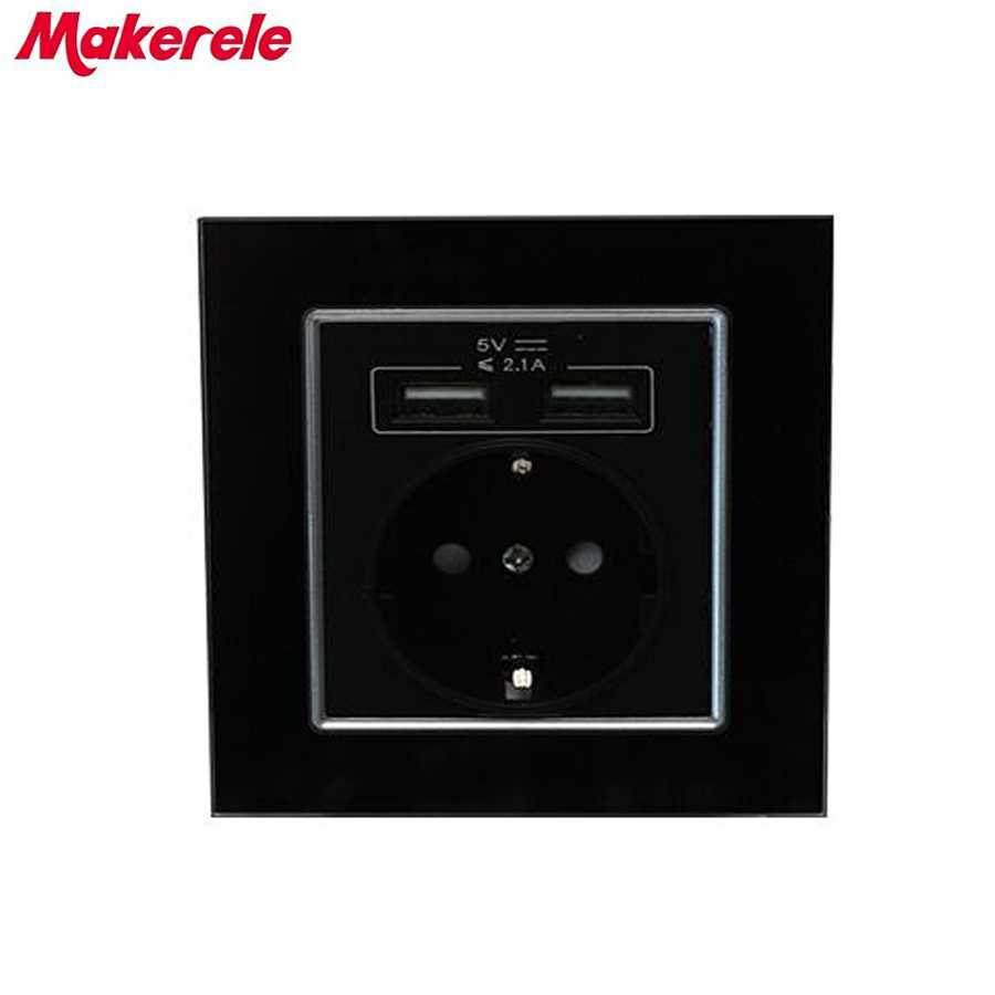 Makerele Stop Kontak EU dan 2 Port USB 2100 mA - WS222 ( Mughnii )