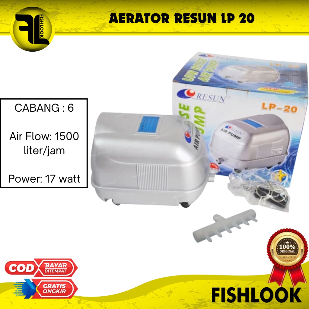 RESUN LP 20 Pompa Udara Aerator Air Pump Kolam Aquarium ORIGINAL INDO