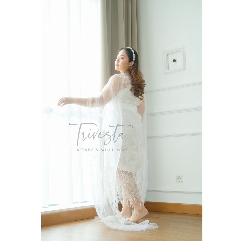 [BIG SIZE] Belle Robe - FAE Collection- Kimono Pengantin Robe Bride Premium Brokat Wedding Robe