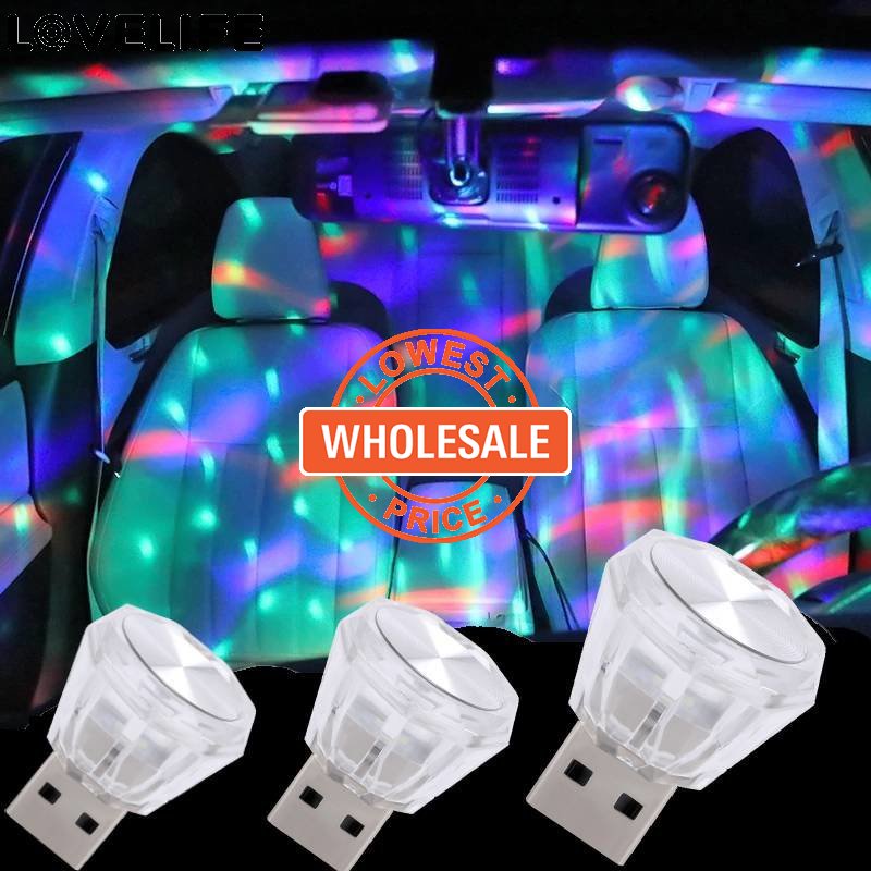 [Harga Grosir] 5V Portable Colorful Laser DJ Disco Light RGB Mini Colorful LED Lamp Antarmuka USB Lampu Interior Pesta Lampu Mobil USB LED Pesta Efek Panggung Lampu Karaoke