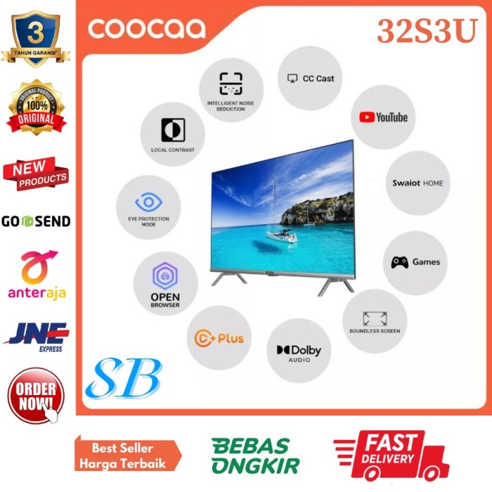 Jual LED COOCAA 32 Inch 32S3U SMART TV DIGITAL Bezel Less Garansi