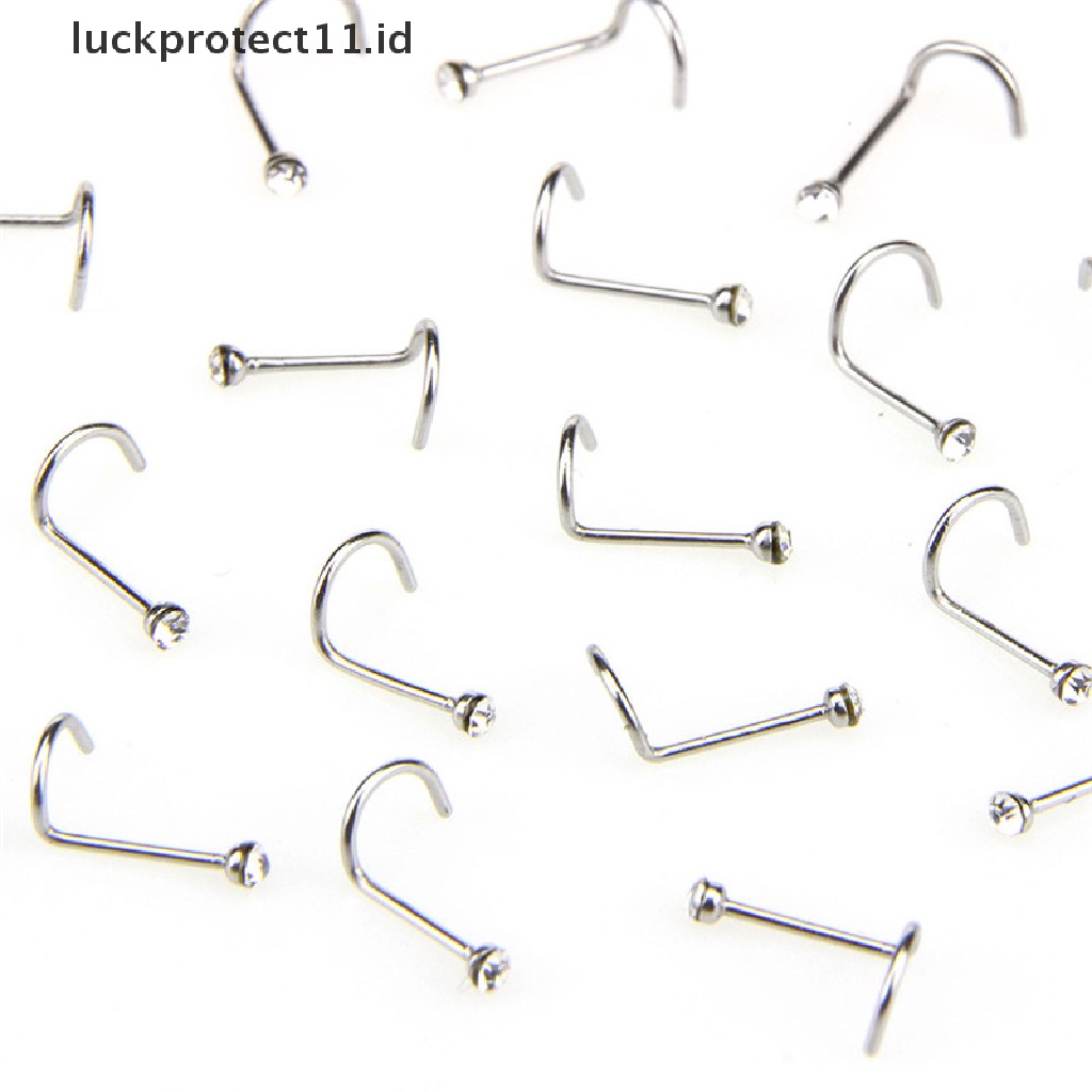 /Fashion Hot// Fashion// 20PCS/Set Stainless Steel Kristal Berlian Imitasi Perhiasan Hidung Stud Rings.