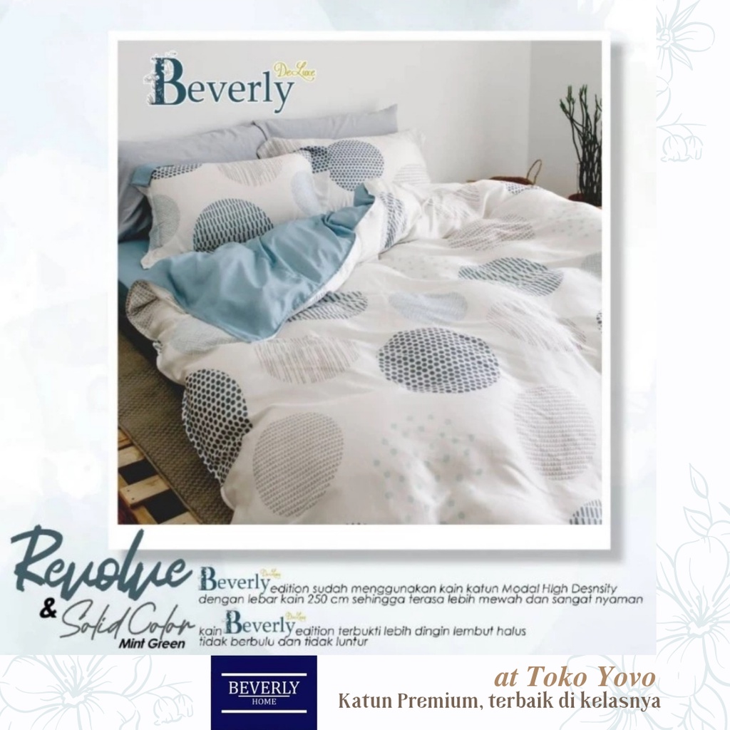 Sprei Katun Halus Pria Beverly Revolve Polkadot Putih White Seprei