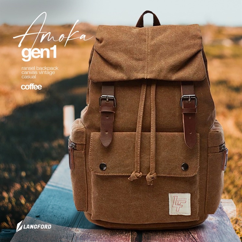 Tas Ransel backpack Canvas vintage old school casual - Amoka gen 1 – Langford