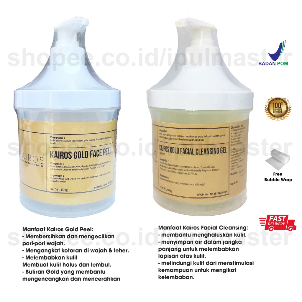 Kairos Gold Face Peel &amp; Gold Facial Cleansing Wajah Masker Peeling Pembersih Wajah  BPOM 500g