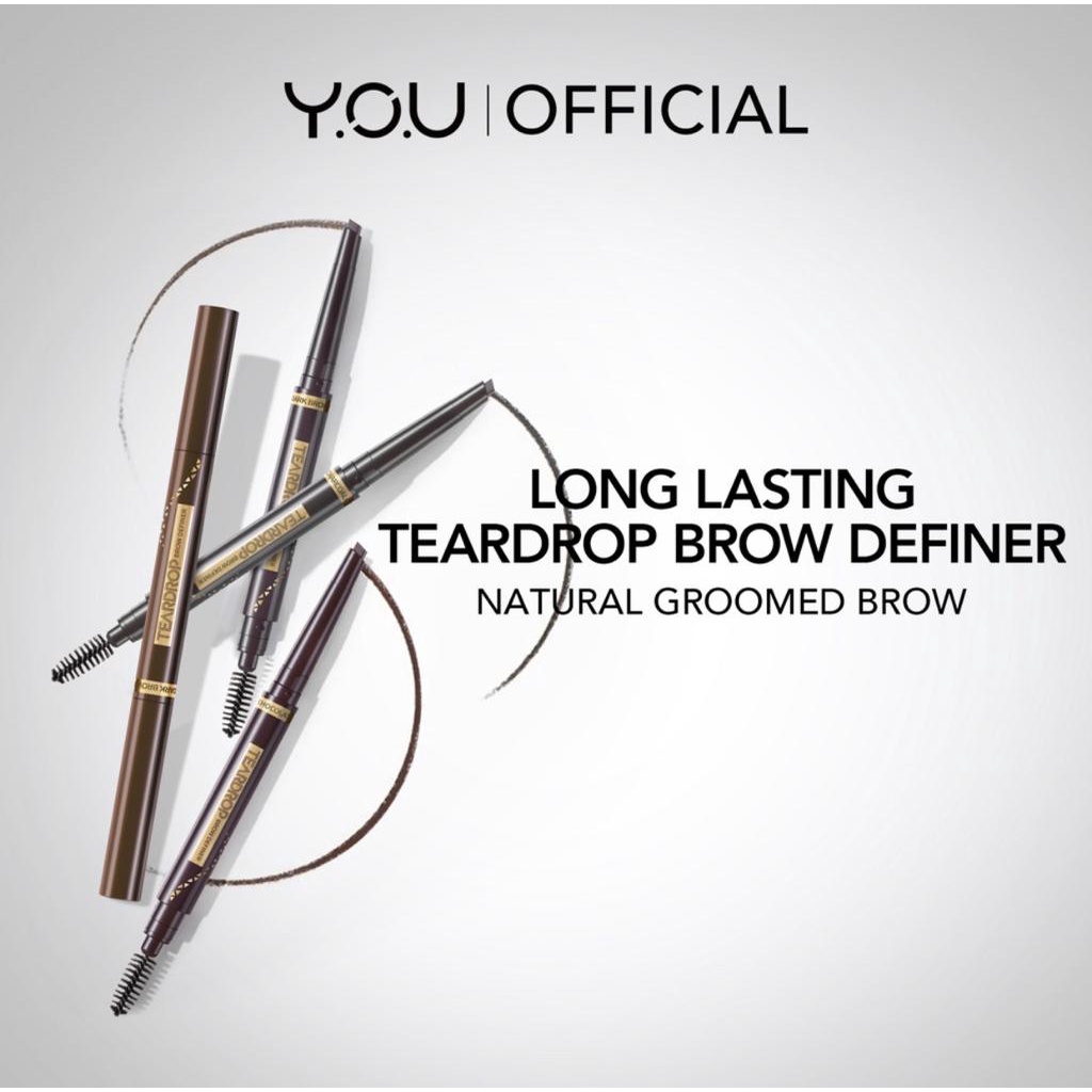 YOU Teardrop Brow Definer | Pensil Alis Waterproof | Pigmented Tahan Lama | Makeup Mata