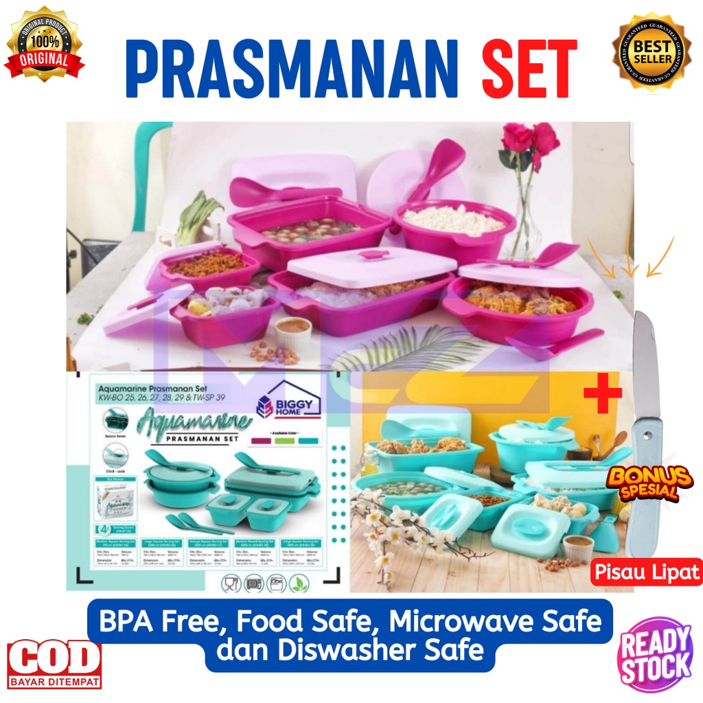 Prasmanan Set Plastik Tebal BPA Bonus Pisau Lipat - Prasmanan Set Plastik Besar Jumbo - Bisa COD