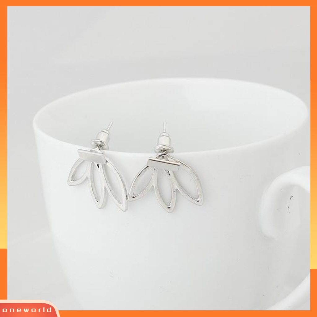 [WONE] Ear Studs Hollow Lotus Kreatif Wanita Elegan Anting Alloy Untuk Pacaran