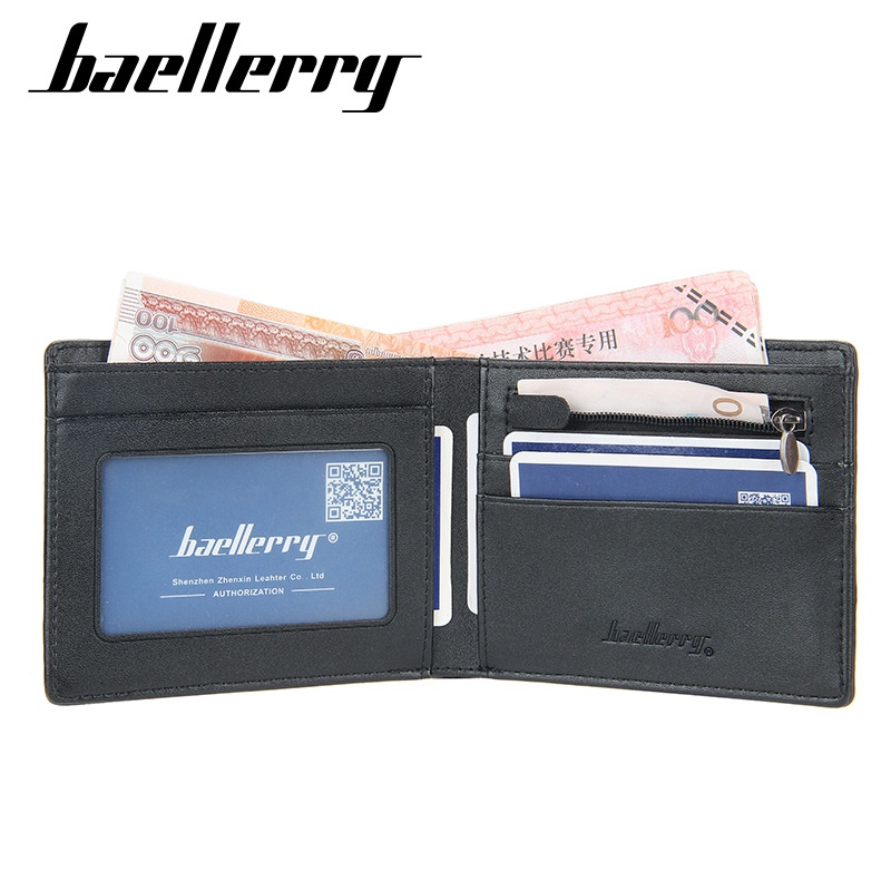 DOMPET LIPAT PRIA REMAJA DEWASA KULIT PREMIUM KARTU COWOK KEREN KECIL BRANDED SIMPLE FASHION BATAM ORI ORIGINAL BAELLERRY IMPORT HITAM WA628B5 KISAKI LAKI DISTRO KEKINIAN