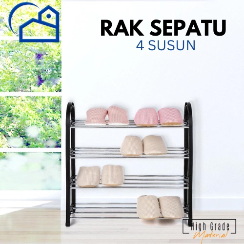 RAK SEPATU MULTIFUNGSI 4 DAN 5 SUSUN RAK BUKU SERBAGUNA FULL STAINLESS MOTIF HOMESTATION