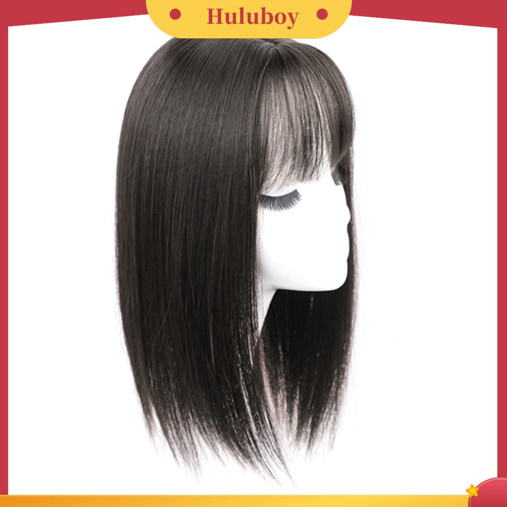 Wig Poni Model Pendek Lurus Bahan Sintetis Breathable Ukuran 25 / 35cm Untuk Wanita