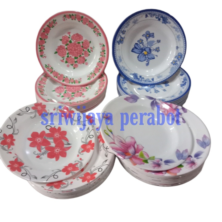 PIRING MELAMINE 9&quot; MOTIV | PIRING MAKAN MELAMIN 9&quot; MOTIV BUNGA 6PCS