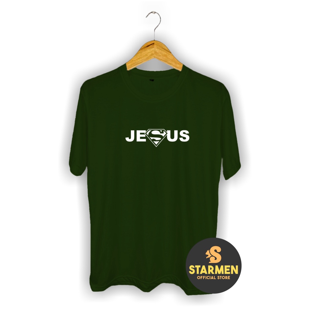 Kaos Distro Pria T-Shirt Motif Logo SUPERMEN JESUS