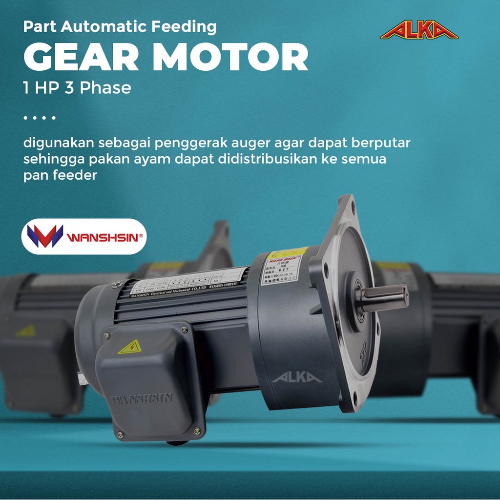 Motor Dinamo Pakan Otomatis Pan Feeder Wanshin 1 Hp 3 Phase Kandang Ayam Broiler Petelur