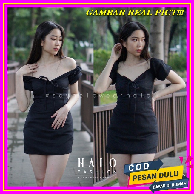 Big Size Dress Fiola Dress Tali Serut Mini Dress Sexy Dress Korea Kekinian Size Jumbo [Halofashion] 