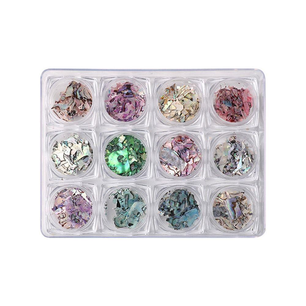 Agustin 3D Nail Art Dekorasi Sorot Warna-Warni Ultra Tipis Manicure Aksesoris Shell Nail Sequin Tekstur Abalone Hiasan Kuku