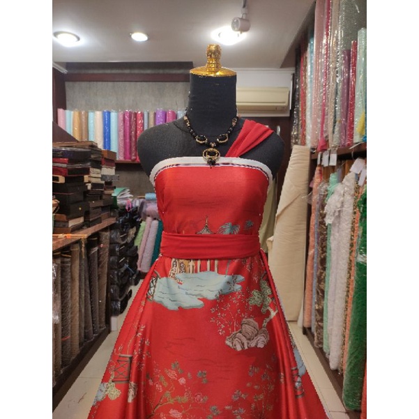 Kain Cheongsam Chongsam Premium Valentino Bridal Merah