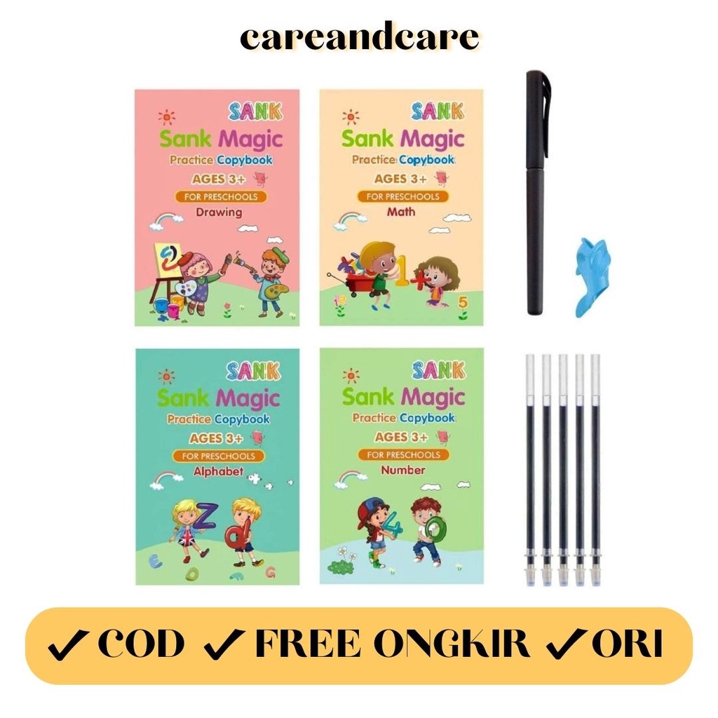 SANK MAGIC BOOK 1 SET ISI 4 BUKU + PEN + REFILL / MAGIC PRACTICE BOOK ORIGINAL/ SANK MAGIC BOOK