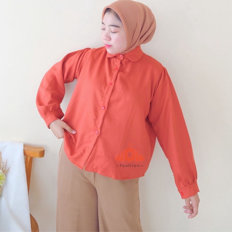 KEMEJA BLOUSE POLOS LENGAN PANJANG / KEMEJA POLOS CRINCLE / BLOUSE CRINCLE