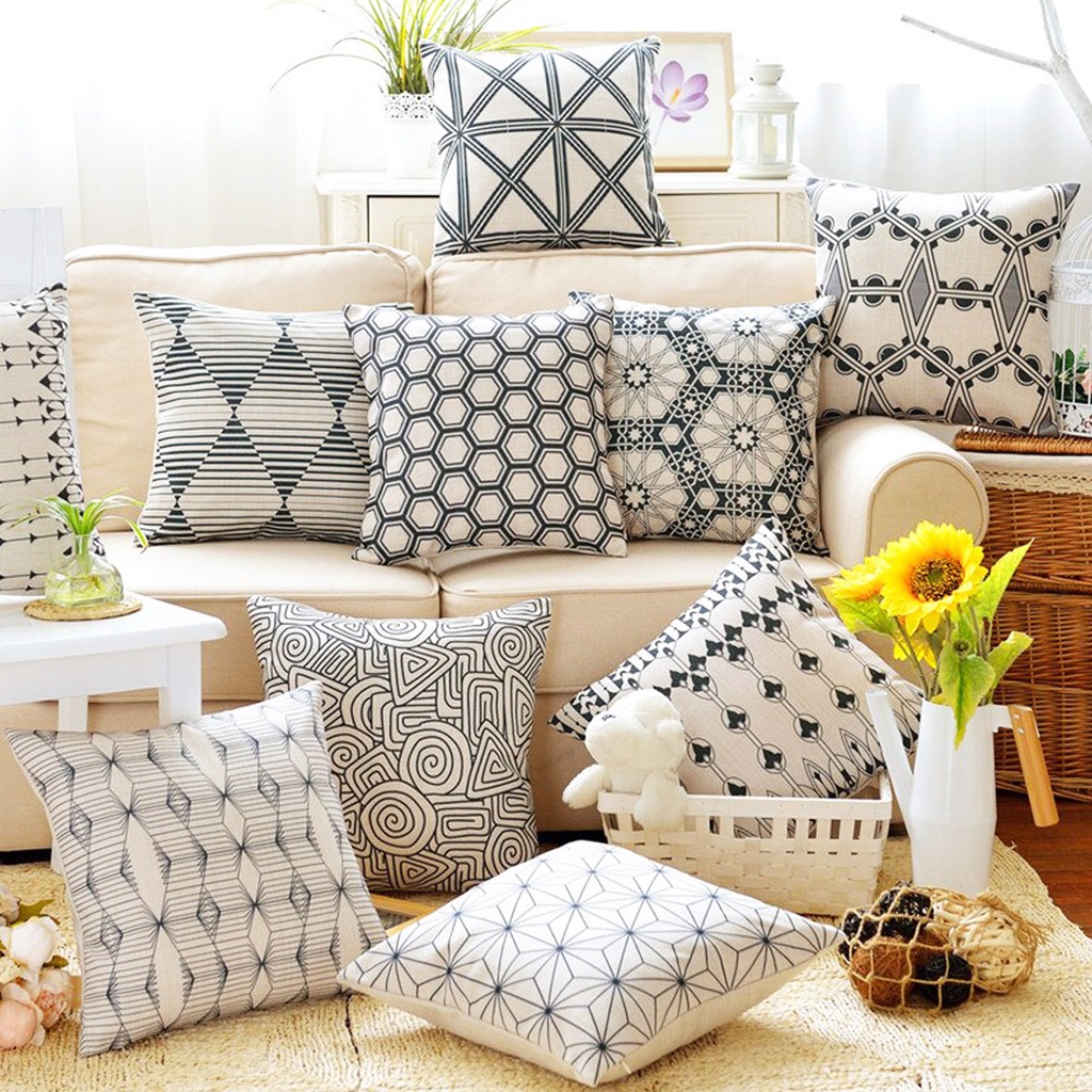 [✅COD] Bantal Sofa Bed Kursi Duduk 40x40 Dakron Home Decor Dekorasi Sofabed Ruang Tamu Perlengkapan Rumah Minimalis Modern Kain Katun Motif Aesthetic