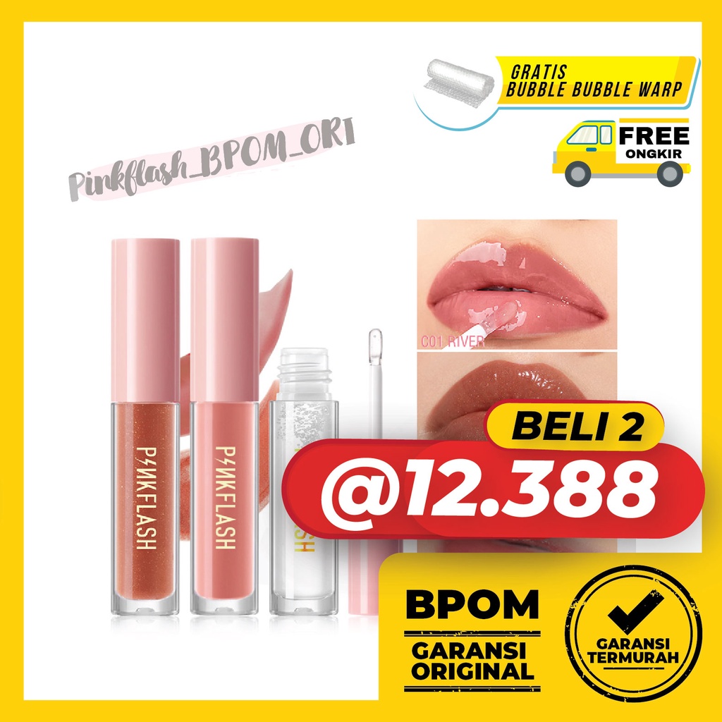 PINKFLASH Lip Gloss Waterproof Perawatan Bibir Pelembab Pinkflash LipGloss OhMyGloss