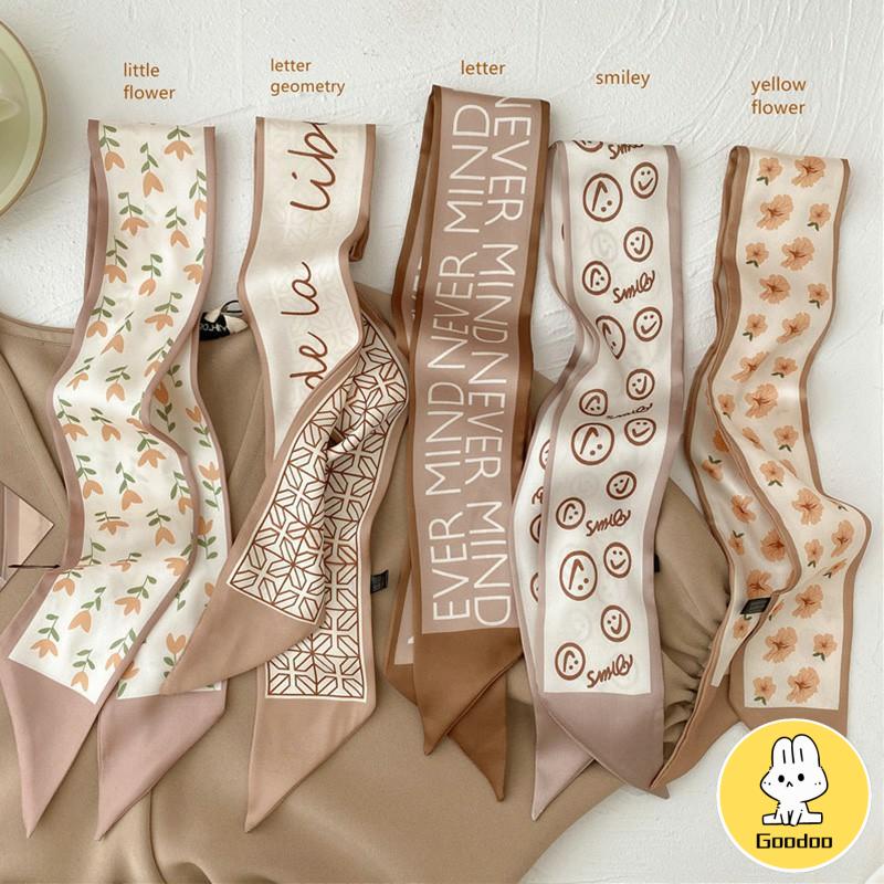 Premium merasa syal sutra kecil dengan pita pita berkibar memangkas syal leher karir satin vintage -Doo