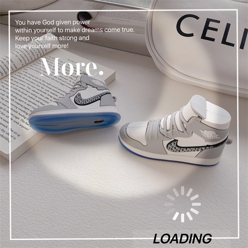 Fashion Olahraga AJ Sepatu Putih Kompatibel Untuk Airpods1Per2/Pro case Kartun anti-Jatuh Silikon earphone cover