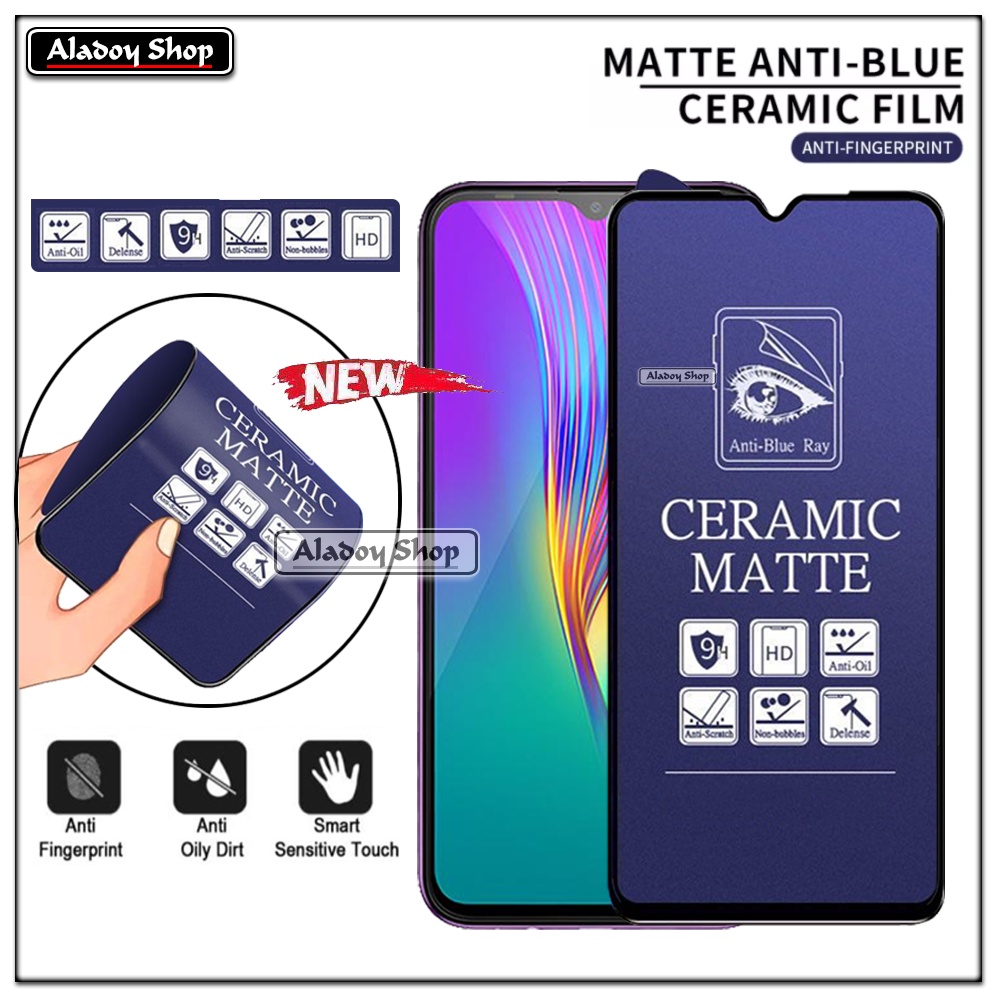 PAKET 3IN1 Anti Gores Blue Matte Anti Glare Infinix Smart 4 + Tempered Glass Camera dan Skin Carbon