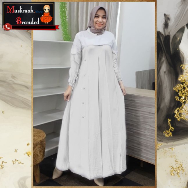 MUSLIMAH BRANDED - Gamis DEURA Daily DW13 Broken White / Gamis DEURA Kekinian / Gamis Remaja / Gamis