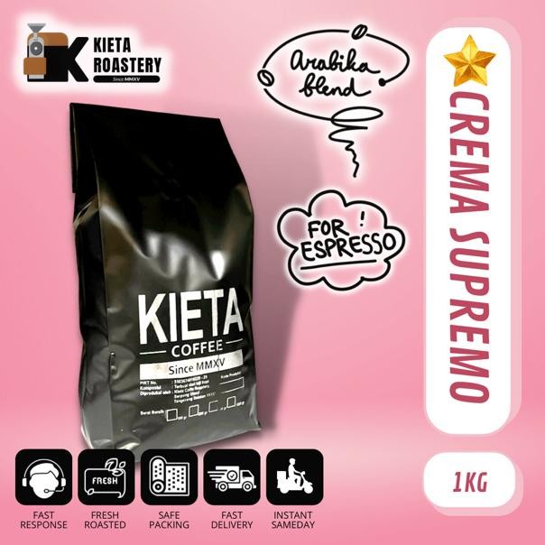 

Kopi Crema Supremo Espresso Blend 1kg - 100% arabika by kieta coffee - Biji