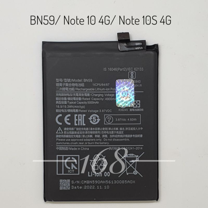 Baterai Batre Xiaomi BN59 Redmi Note 10 4G Batere Xiaomi BN 59 Redmi Note 10S 4G Original Battery