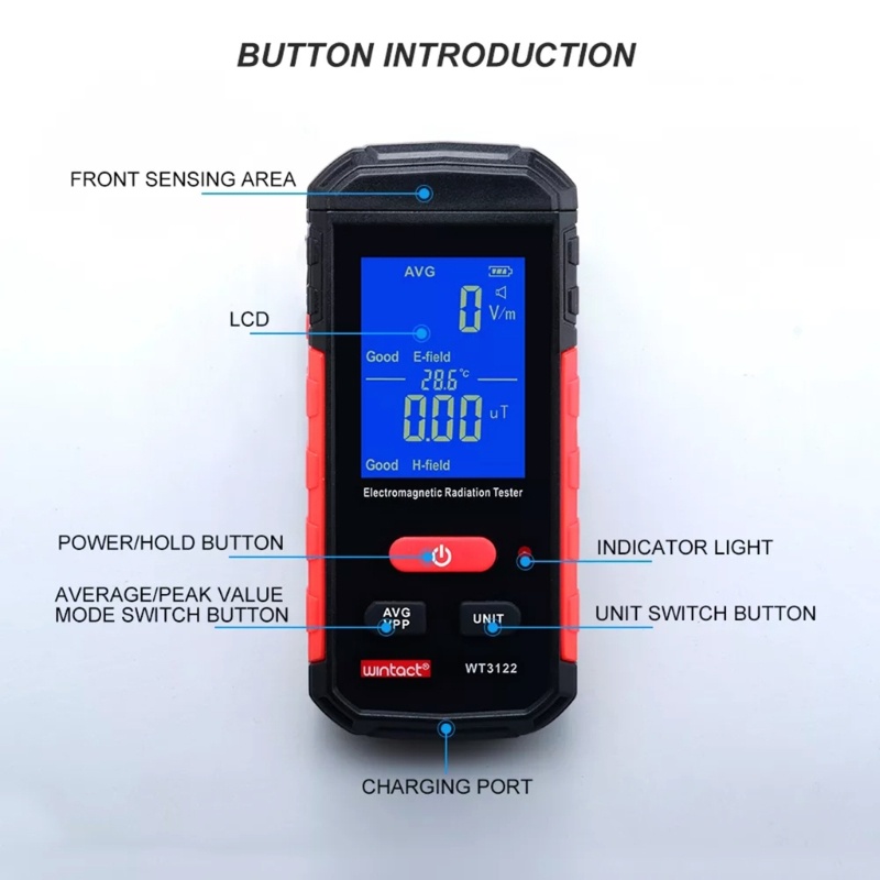 Zzz EMF Meter Rechargeable Electromagnetic Radiation Detector Untuk Menguji Hantu, Medan, Medan Listrik