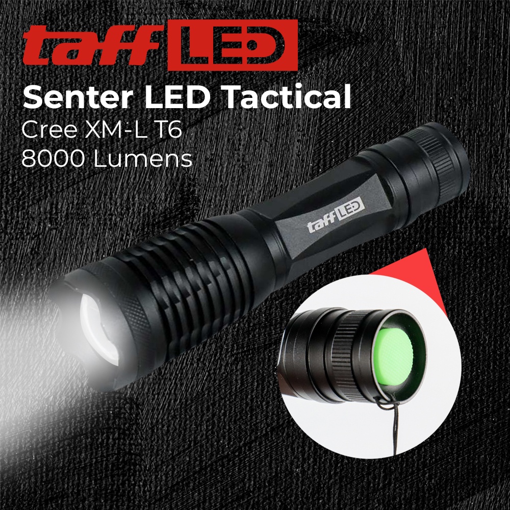 Senter LED OMFL3CBK Tactical Cree XM-L T6 8000 Lumens - Black